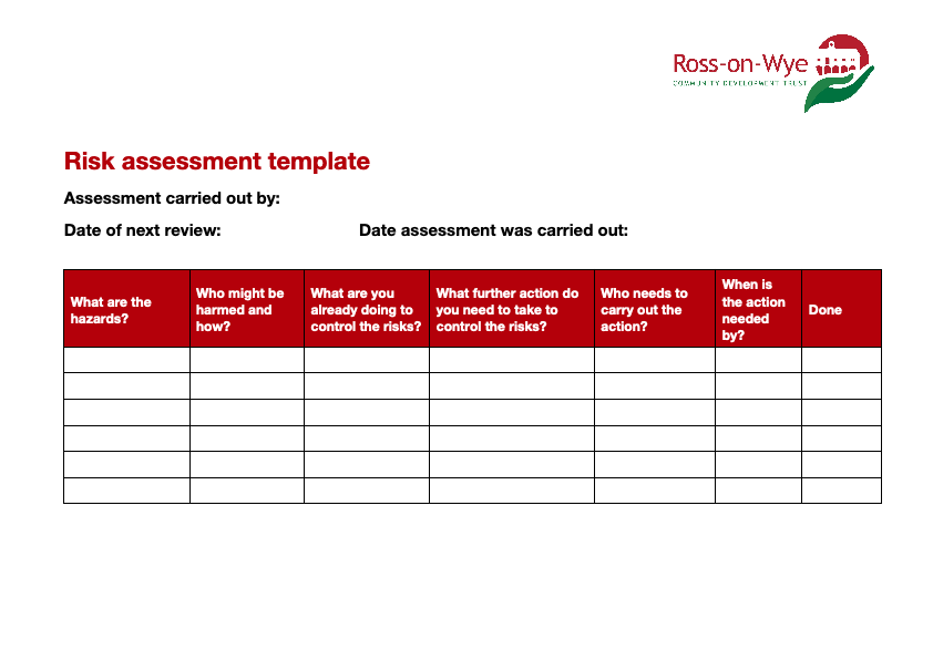 Risk Assessment Form Pdf Image Ross Community Development Trust